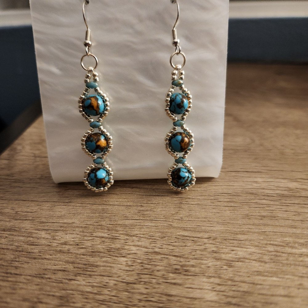 Turquoise and Gold Dangle Earrings